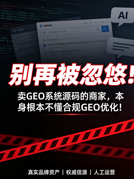 别再被忽悠!卖GEO系统源码的商家,本身根本不懂合规GEO优化!